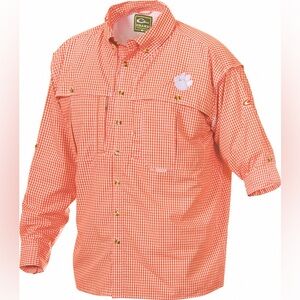 Drake Clemson Gingham Long Sleeve Button-Up Shirt